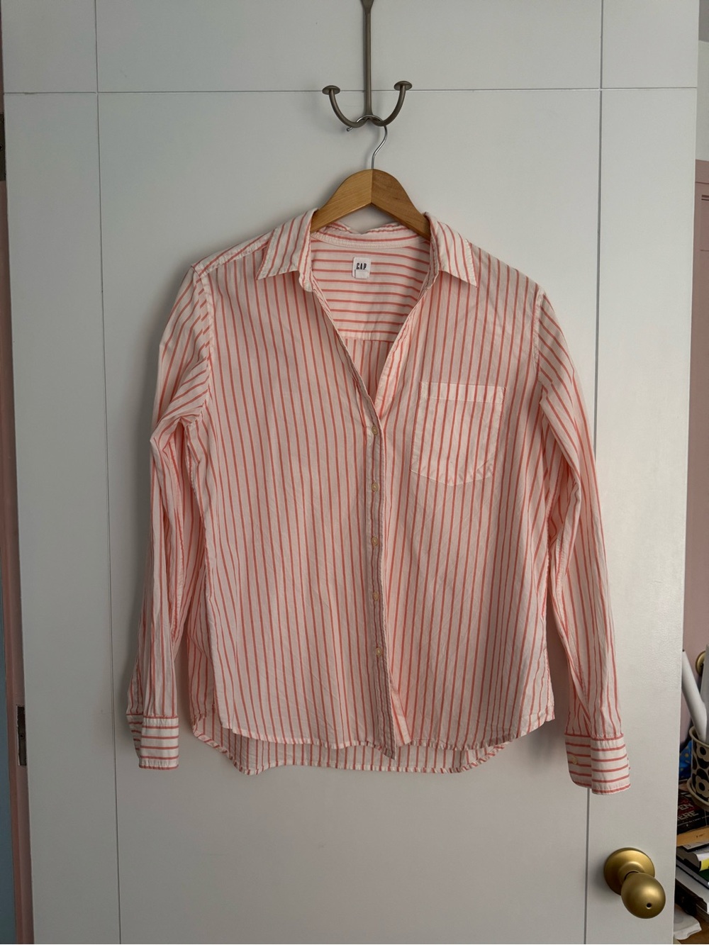 GAP Orange Striped Button-Up Shirt L